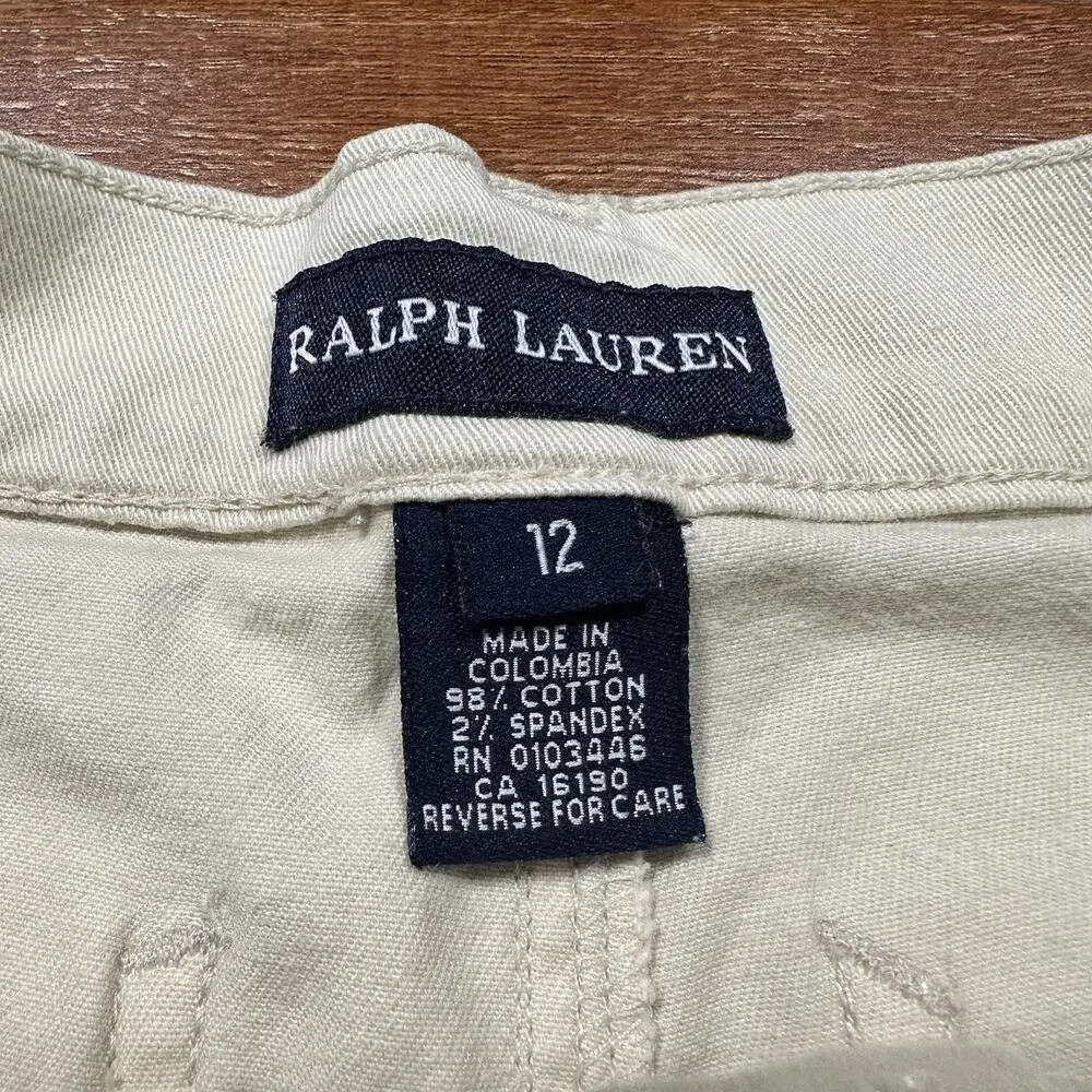 Vintage Ralph Lauren Chino Pants Youth Girls 12 Beige Ankle Ties Western Boho